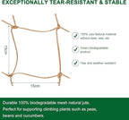 Jute Trellis Netting - Jute Netting for Garden, Heavy Duty Plant Support Netting for Climbing Plants, Cucumber, Vine, Fruits & Vegetables, Climbing Vining Plants (3.3 Ft X 6.6 Ft, 5.9 Inch Squares)