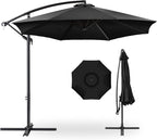 Best Choice Products 10ft Offset Hanging Market Patio Umbrella w/Easy Tilt Adjustment, Polyester Shade, 8 Ribs for Backyard, Poolside, Lawn and Garden - Black
