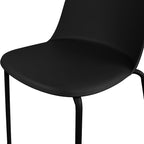 2xhome Modern Stackable Armless Dining Chair, Plastic Shell Seat with Metal Legs for Indoor Outdoor Home Kitchen Patio Cafe, Black