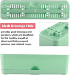 6 Pack Rectangle Planter 16x4.4 Inch Window Boxes Planters Rectangular Large Window Sill Planters Indoor Self Watering Plant Pots with Drainage Holes and Saucers Succulent Herb Flower Pots, Green