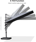 PURPLE LEAF 6.5' X 10' Right-left Tilt Patio Umbrella with Base Outdoor Cantilever Swivel Rectangle Umbrella Aluminum Offset Umbrella with 360-degree Rotation for Garden Deck Pool Patio Grey