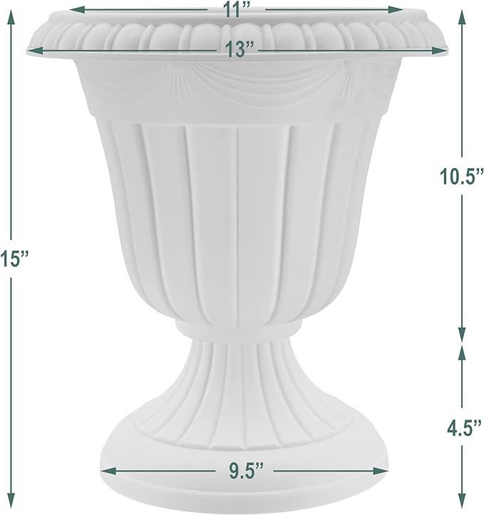 Arcadia Garden Products PL10TP Classic Traditional Plastic Urn Planter Indoor/Outdoor, 15" x 13", Taupe