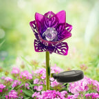 Crosslight Glass Flower Solar LED Waterproof Outdoor Garden Stake - Decorative Electronic Light Garden Decor for Yard, Lawn, Patio, Deck, Pathway, Pond, Backyard (Purple)