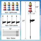 4 Pack Lighthouse Solar Lights,7 Light Color Changes,IP65 Waterproof Solar Pathway Lights for Garden,Lawn,Outdoor Lighthouse Decor