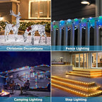 200ft Outdoor Rope Light, IP68 Waterproof 25 Color Changing String Lights with 149 Modes, Warm White & RGB LED Multicolor Twinkle Fairy Tube Lights for Indoor & Outside Railing, Balcony, Patio Decor