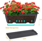 smusei 4 Pack 17 Inch Deck Railing Planter Boxes Window Boxes Planters Adjustable Balcony Planters Railing Hanging, Rectangular Fence Deck Rail Planter for Outdoor Plants Flower Pots Herb