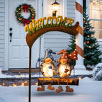 HONGLAND Gnomes Garden Decor Solar Lights, 48 Inch Welcome Sign Swing Yard Decorations Outdoor Decorative Stake for Lawn Porch Backyard Patio, Gnome Gardening Gifts for Women Mom