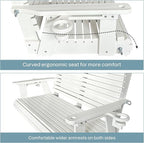 HDPE Porch Swing with 18/8 Stainless Steel Bolts, Ergonomic Design, Ultra Weather-Resistant, Heavy Duty 1200 LBS, for Outdoor Patio Garden Yard (Vanilla White)