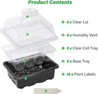 Bonviee 5-Pack Seed Starter Tray Seedling Kits,Plant Starter Kit with Adjustable Humidity Dome and Base Indoor Greenhouse Mini Propagator for Seeds Growing Starting (12 Cells per Tray,Black)