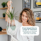 Nook Theory 4-Pack Macrame Plant Hangers with 8 Hooks - Hanging Planters for Indoor Plants, Boho Macrame Hangers Indoor Outdoor, Decorative Plant Hanger Indoor (Caramel)