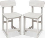 SERWALL Outdoor Bar Stools Set of 2, All Weather HDPE 25" Counter Height Bar Stools with Back, Outdoor Armless Barstools for Patio, Garden, Backyard, Balcony, Poolside, White