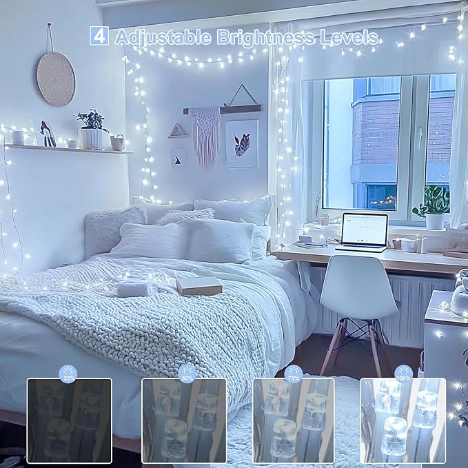 String Lights 800 LED White Outdoor Christmas Lights with Remote