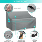 Sofa Cover for Outdoor Loveseat, Waterproof Grey with Air Vent