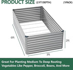 Vengarus 6x3x2FT Galvanized Raised Garden Bed Kit, Deep Root Planter Box for Vegetables, Flowers, Herbs, and Succulents - 269 Gallon Capacity,Silver