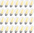 28 Pack S14 Bulbs for Outdoor String Lights, Shatterproof LED Replacement Bulbs for Patio String Lights Outdoor Waterproof, E26 Base, Soft White 2200K, Dimmable