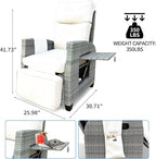 Outdoor Wicker Recliner Chair, 145° Patio Lounge Chair with 4" Cushion, Adjustable Backrest & Footrest, Flip-up Table & Side Pocket for Backyard, Deck, Balcony, Terrace, Poolside