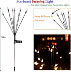 2 Pack Each 8 LEDs Solar Garden Lights Waterproof Outdoor Landscape Path Firefly Lights Single Spike Bulb Swaying Light Warm White