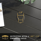 VICLLAX 5 Pieces Patio Dining Set, Outdoor Furniture Set Includes 1 Square Outdoor Table and 4 Stackable Patio Sling Chairs, Black Tabletop and Brown Fabric