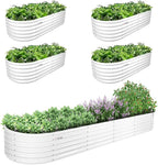 A ANLEOLIFE Set of 5, 18 Inch Tall Raised Garden Beds Kit, Large Oval & Small Oval Combo Metal Planters – Ideal for Backyard Vegetables Flowers Herbs