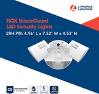 Lithonia Lighting HomeGuard 2-Light LED Outdoor Flood Lights, Motion Sensor Outdoor Lights with Dusk to Dawn, Adjustable Lumens and Color, Round Heads, White (HGX LED 2RH ALO SWW2 120 PIR WH M2)