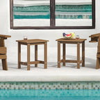 LUE BONA Outdoor Side Table Set of 2, HDPS Small Outdoor Table, Adirondack Side Table, Outside End Table for Patio, Porch, Deck, Pool, Weather Resistant/Easy Maintenance/Indoor or Outside Use, Brown