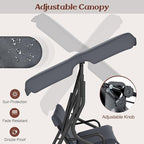 Tangkula 3 Person Porch Swing, Patio Swing with Removable Cushion & Powder-Coated Steel Frame, Outdoor Swing with Canopy for Porch, Backyard, Garden, Balcony (Gray)