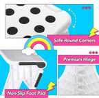 Delxo Folding Step Stool,11 Inch Non-Slip Foldable Step Stools for Kids and Adults,Portable Foldable Step Stool Lightweight Small Folding Stool with Handle for Kitchen Bathroom in White,1 Pack