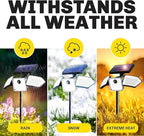 Bionic Flood Light 4 Pk Solar Lights Outdoor Waterproof, Ultra Bright 89 LEDs, 3 Heads Wide Angle Motion Sensor Outdoor Lights for Security, Wall, House, Spot Light, IP65 Waterproof – Stakes Included