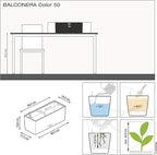 Lechuza BALCONERA Color 50 Slate, Self-Watering Window Box (Railing Planter), H7.5 L19.7 W7.5 in