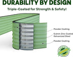 9-in-1 Galvanized Steel Raised Garden Bed // 8×2×1.5 ft Modular Planter for Gardening, Vegetables, Flowers // 18" Tall Metal Raised Garden Beds Outdoor (Light Green) // Patented Design Planter Box