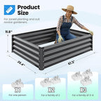 Quictent Galvanized Raised Garden Bed 4x3x1 Ft Metal Planter Box for Vegetables Bottomless for Backyard Dark Grey 2PCS