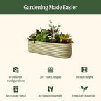 Vego garden 26" Extra Tall Raised Garden Bed Kits, 10 in 1 Modular Raised Planter Box for Vegetables Flowers Fruits Oval Metal Raised Garden-Modern Gray