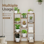 Bamworld Plant Stand Indoor Outdoor Tall Plants Shelf for Multiple Plants Pots Wood Flower Stand Large 11 Pots Plant Holder for Living Room, Patio, Balcony, Garden
