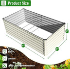 SnugNiture Galvanized Raised Garden Bed 6x3x2FT Outdoor Large Metal Planter Box Steel Kit for Planting Vegetables, Flowers, Beige White