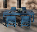 5-Piece Navy Blue Outdoor Dining Set for 4, 75.2'' HDPE Table with Umbrella Hole & Chairs, Weather-Resistant Patio Furniture for Garden, Lawn, or Poolside