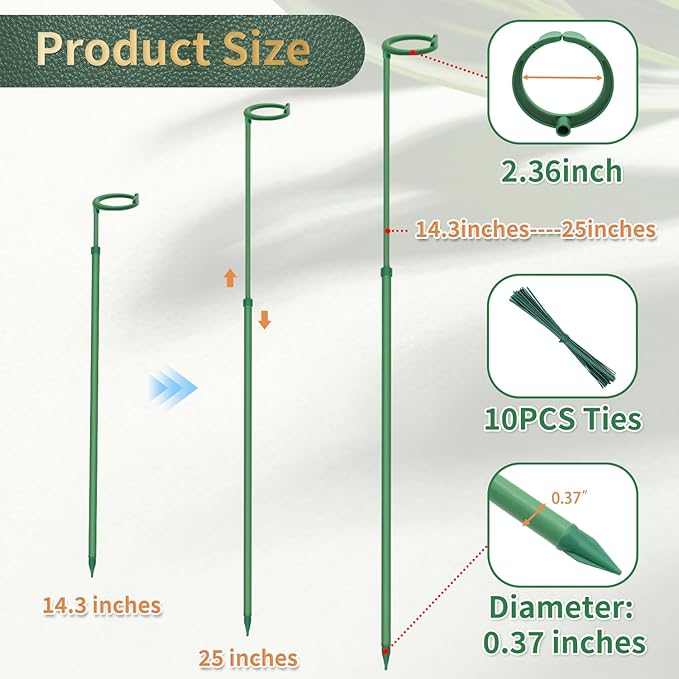 Telescoping Plant Stakes,7Pcs 14.3In to 25In Adjustable Monstera Plant Support Orchid Sticks with Clips, Plant Sticks Support Tall for Monstera,Orchids,Tomatoes,Vines & Indoor Outdoor Plants