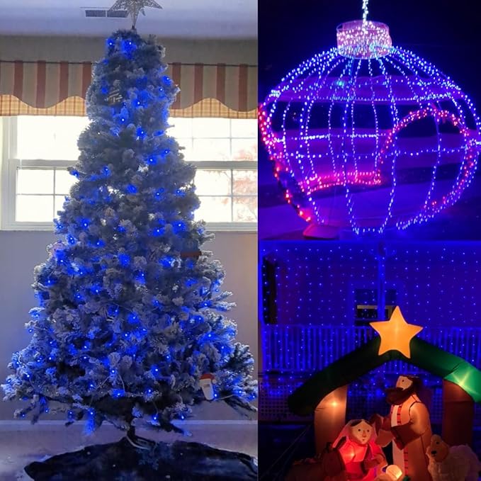 String Lights with 500 LEDs, 165 ft Blue Waterproof Outdoor Set