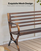 VEVOR Outdoor Bench, 50 inch, Carbon Steel Metal Frame with Slatted Pattern Backrest and Round Edge Armrests, Weatherproof Outside Bench for Patio, Garden, Park, Yard, Front Porch, Antique Bronze