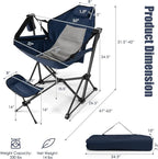 Folding Camp Chair in Navy with Adjustable Backrest, Headrest and Carry Bag