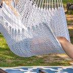 Lazy Daze Hammocks Hanging Chair Caribbean Swing Chair Hammock Chair w/Soft-Spun Cotton Rope, 40" Hardwood Spreader Bar Wide Seat, Max 300 Pounds, for Indoor Outdoor Garden Yard, White