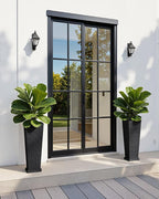 Greesum Set of 2 Tall Plastic Planters with Saucer, 24 Inch Large Pots with Drainage Trays, Weather-Resistant Plastic Plant Containers for Patio, Porch, Garden,Black