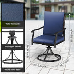 LEVELEVE 5 Piece Outdoor Patio Dining Set with 4 Swivel Dining Chairs & 1 Large Round Dining Table,Bistro Furniture Set for Lawn, Garden, Deck, Backyard and Porch