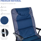 Outsunny Oversized Folding Rocking Camping Chair Set of 2, Padded Outdoor Rockers with High Back and Armrests, Portable Outdoor Patio Chairs with Steel Frame for Garden, Porch, Lawn, Navy Blue