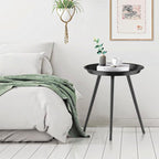 SYQ Small Black Side Table,Modern Round Metal end Table,Simple Circle Accent Table for Outdoor Living Room Bedroom Bathroom Office