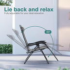SereneLife Outdoor Zero Gravity Lounge Chair Set with Table – 2 Adjustable Recliners with Cup Holders, Headrest, Steel Frame & Foldable Design for Patio, Pool, Garden, or Camping