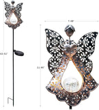 KAIXOXIN LEDs Solar Stake Lights for Garden Metal Warm White, Memorial Gift - Perfect as Remembrance & Sympathy Gifts (Angel-Bronze) (Angel)