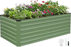 INNO STAGE 6x3x2ft Galvanized Raised Garden Bed, Raised Garden Bed Kit-Metal Planter Box Outdoor, Planting for Vegetables, Fruits, Herbs, Flowers, OliveGreen