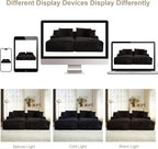 80" Double Chaise Lounge Chair Indoor, Oversized Boneless Couch Comfy Upholstered Sleeper Sofa Bed with 4 Pillows, Corduroy Cloud Loveseat Chair for Living Room No Assembly Required, Black
