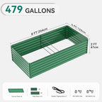 YITAHOME 8x4x2ft Large Raised Garden Bed Kit, Galvanized Metal Planter Box with Gloves, Ground Nails, Support Rod & Safety Rubber, Outdoor Above Ground Planters for Plants Vegetables Flowers, Green