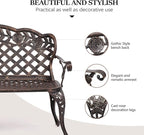VINGLI 42.5" Patio Garden Bench Outdoor Metal Rose Loveseat, Cast Iron Cast Aluminium Frame Antique Finish Park Chair, Accommodates 2-3 People